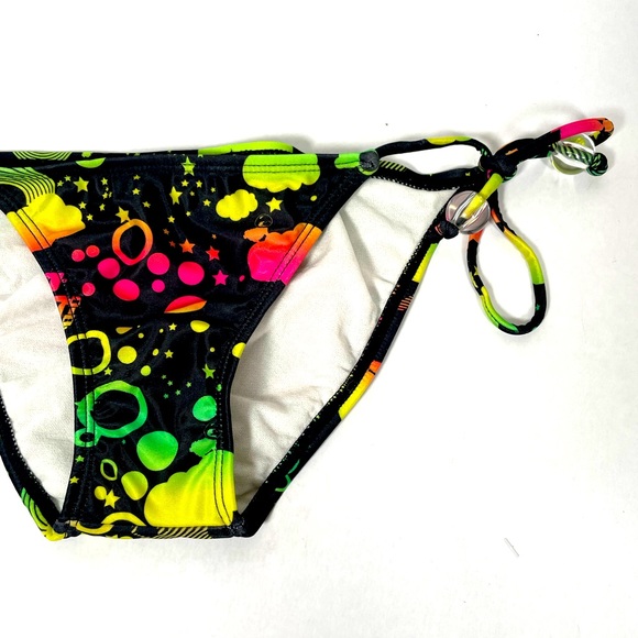 Lost Bikini Bottoms Size Extra Small Neon Green Yellow Red Tie Sides - Picture 3 of 4
